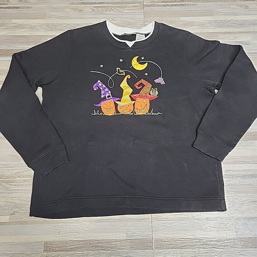 White Stag Womens Halloween 90s Vintage Sweatshirt Jack O' Lanterns Sz LG12/14